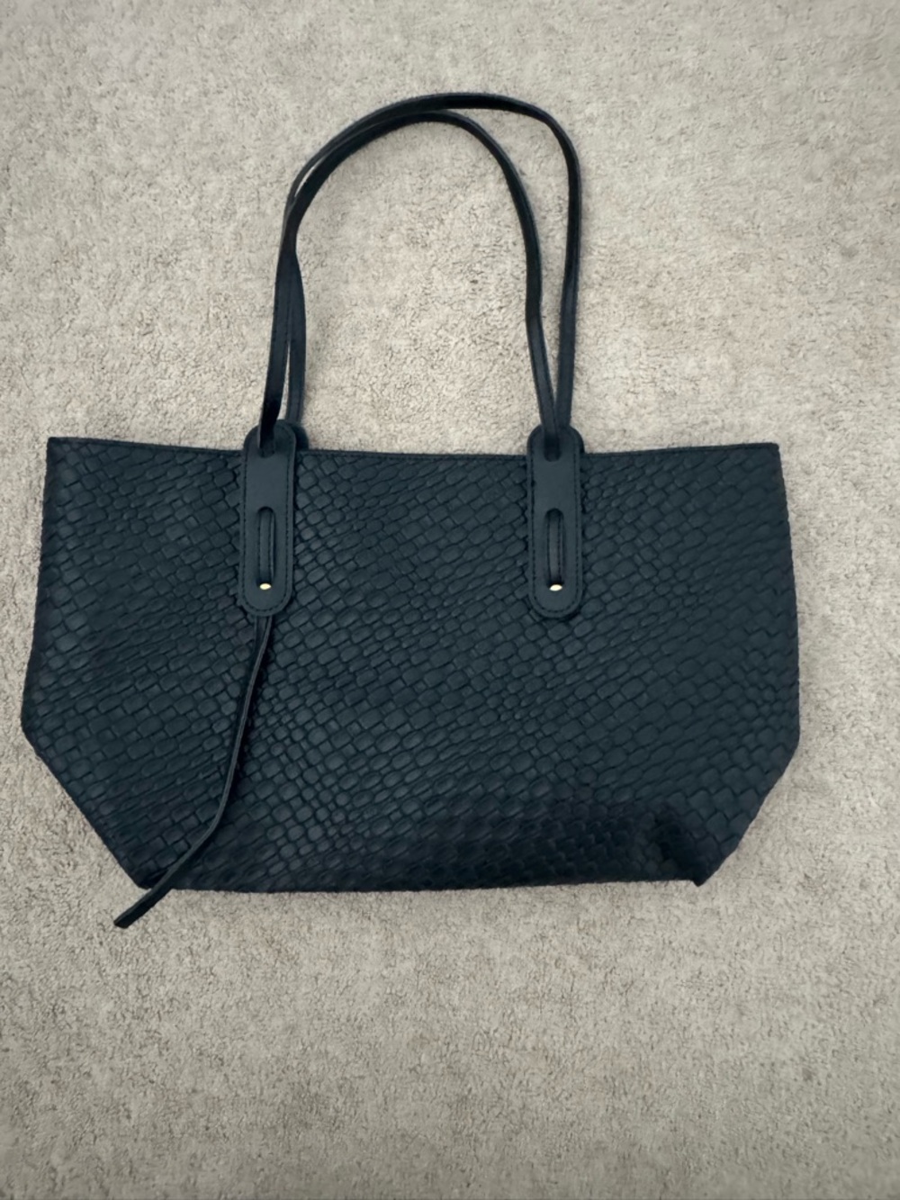 Black Textured Tote Bag - Women